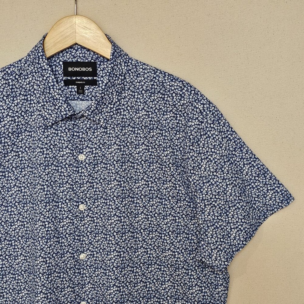 Bonobos Floral Print Short Sleeve Standard Fit Button Down L